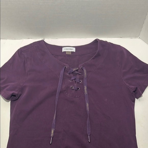 Calvin Klein Purple Lace-Up Top - Picture 4 of 11